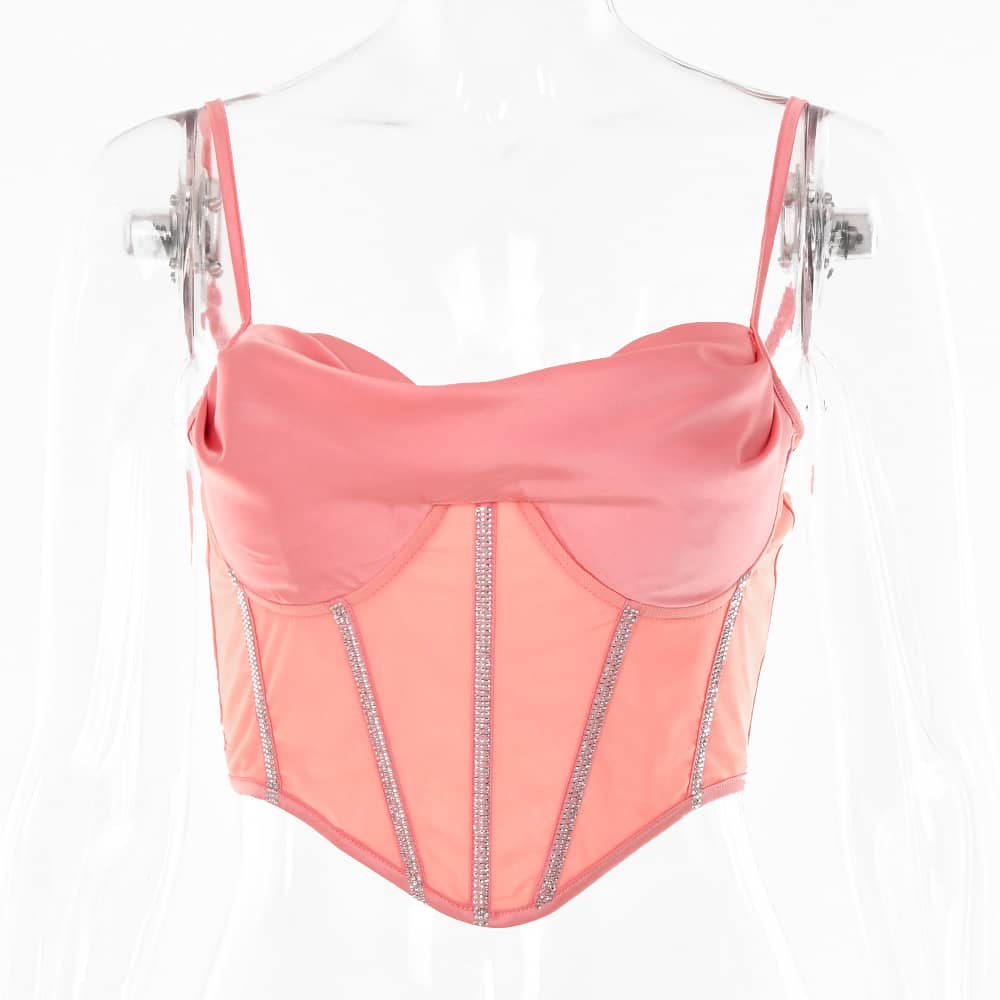 PINK SATIN DRAPED CORSET TOP