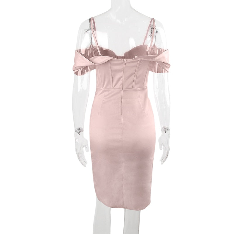 OFF SHOULDER CORSET MIDI DRESS