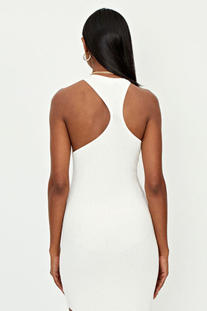 ASYMMETRIC HIGH SLIT BODYCON DRESS