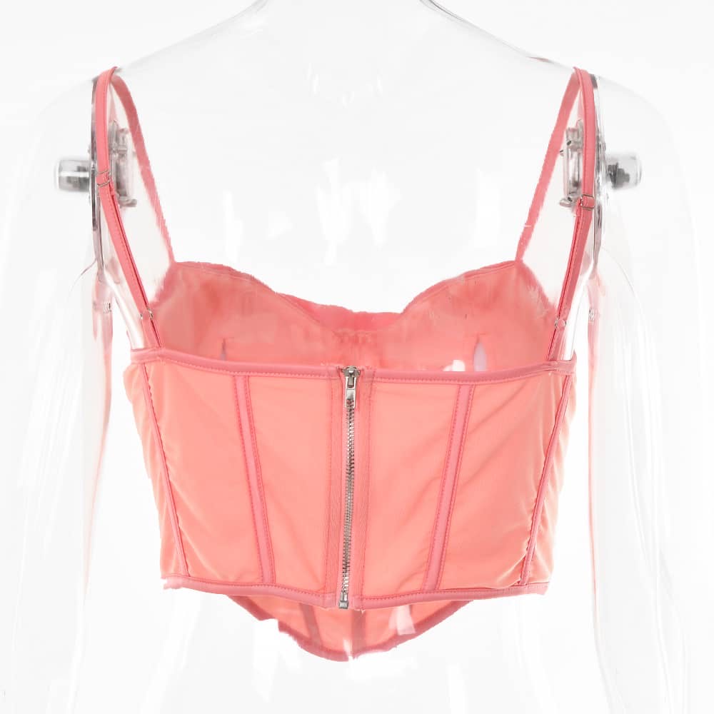 PINK SATIN DRAPED CORSET TOP