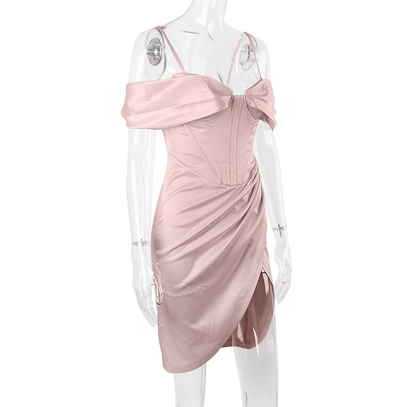OFF SHOULDER CORSET MIDI DRESS