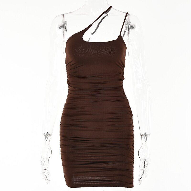 DIAGONAL COLLAR BODYCON DRESS