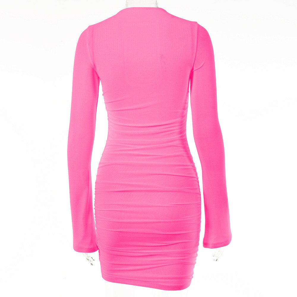 HOT PINK CUT OUT BODYCON MINI DRESS