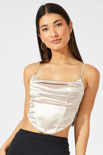 IVORY SATIN CAMI CORSET TOP